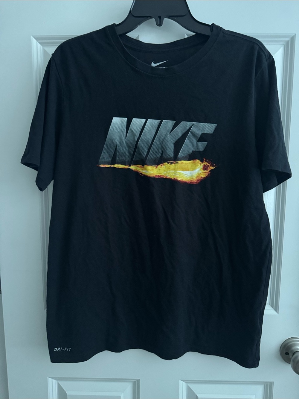 Nike Black Short-Sleeve Tee with Flame Logo